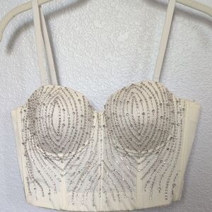 Chic Cream Beaded Bustier